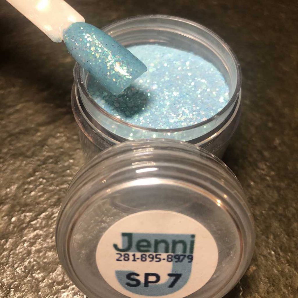 Jenni Acrylic Color Powder Sp Light Blue Glitter Manicure Pedicure